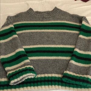 Urban Outfitters Gray and Green Striped Sweater